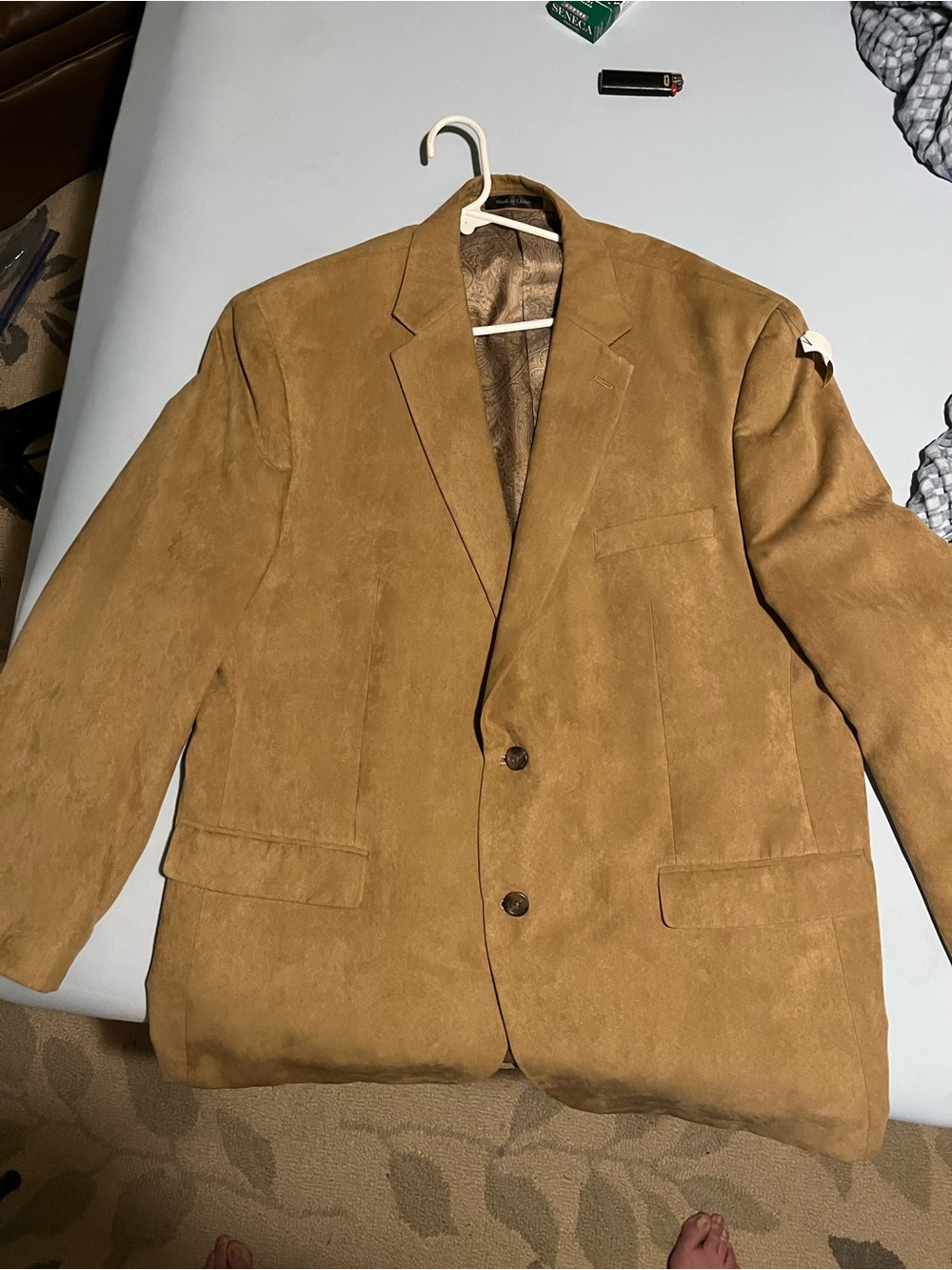 Chaps Tan Suede-Look Sport Coat